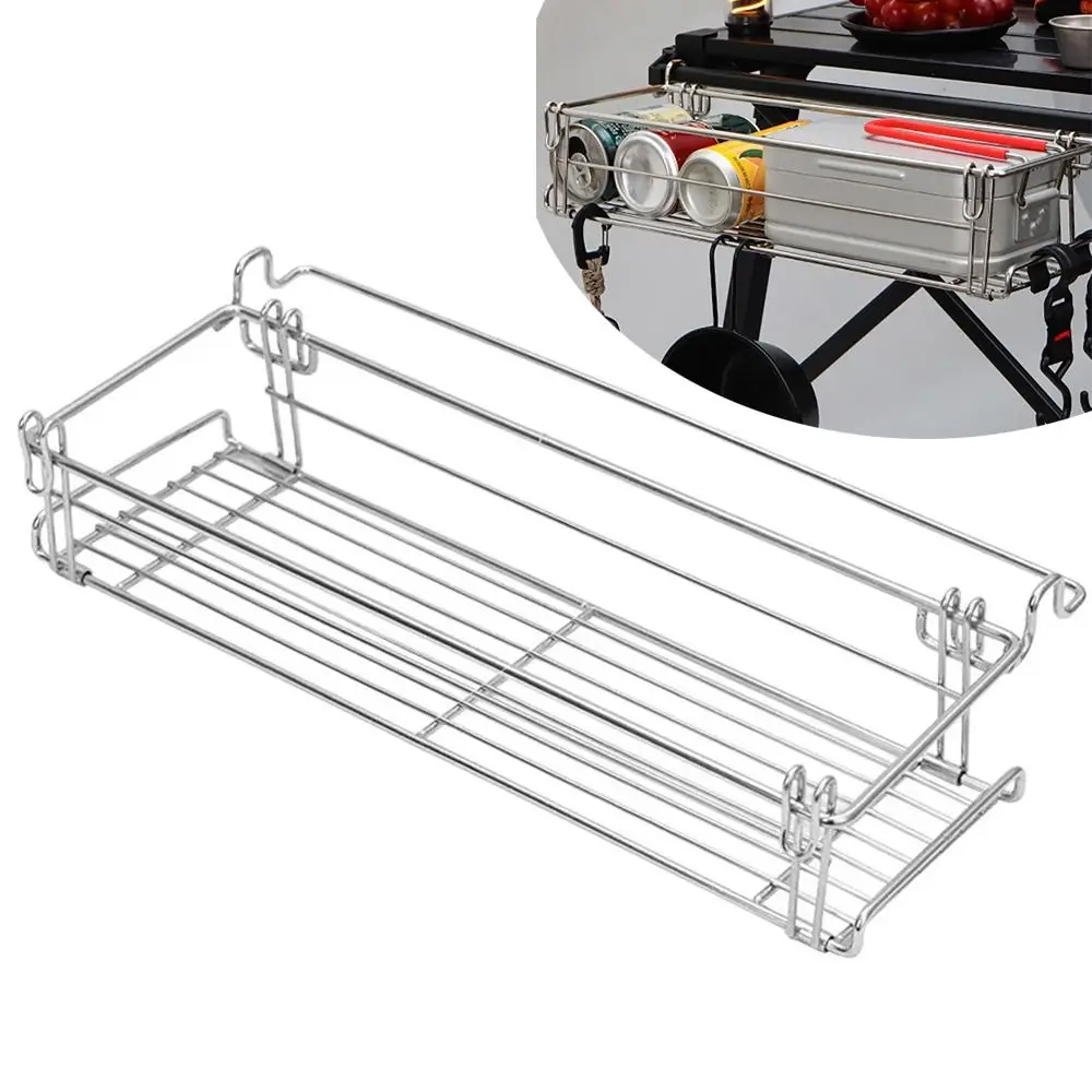 Estante de almacenamiento lateral de mesa de acero inoxidable, organizador de almacenamiento extraíble, cesta de extensión de mesa plegable, ultrafino - imagen 2