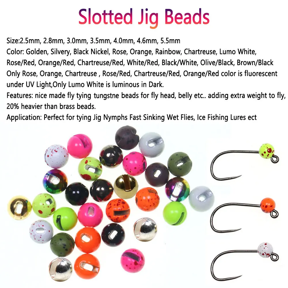 20 piezas atado de moscas cuentas de tungsteno ranuradas para ninfas Jig hundimiento rápido húmedo Euro Perdigon ninfas Señuelos de pesca en hielo cebo de pesca de trucha - imagen 2