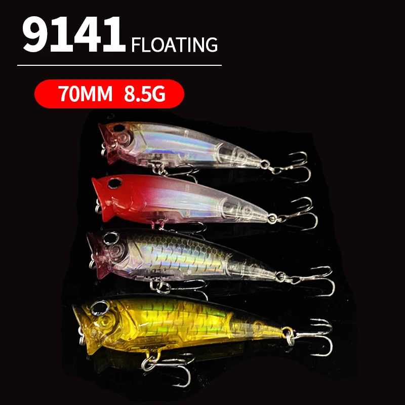 Señuelos de Pesca Popper de superficie de 70mm y 8,5g, cebo duro Artificial Wobbler para trucha de agua salada, lubina, Swimbait, accesorios de Pesca - imagen 3