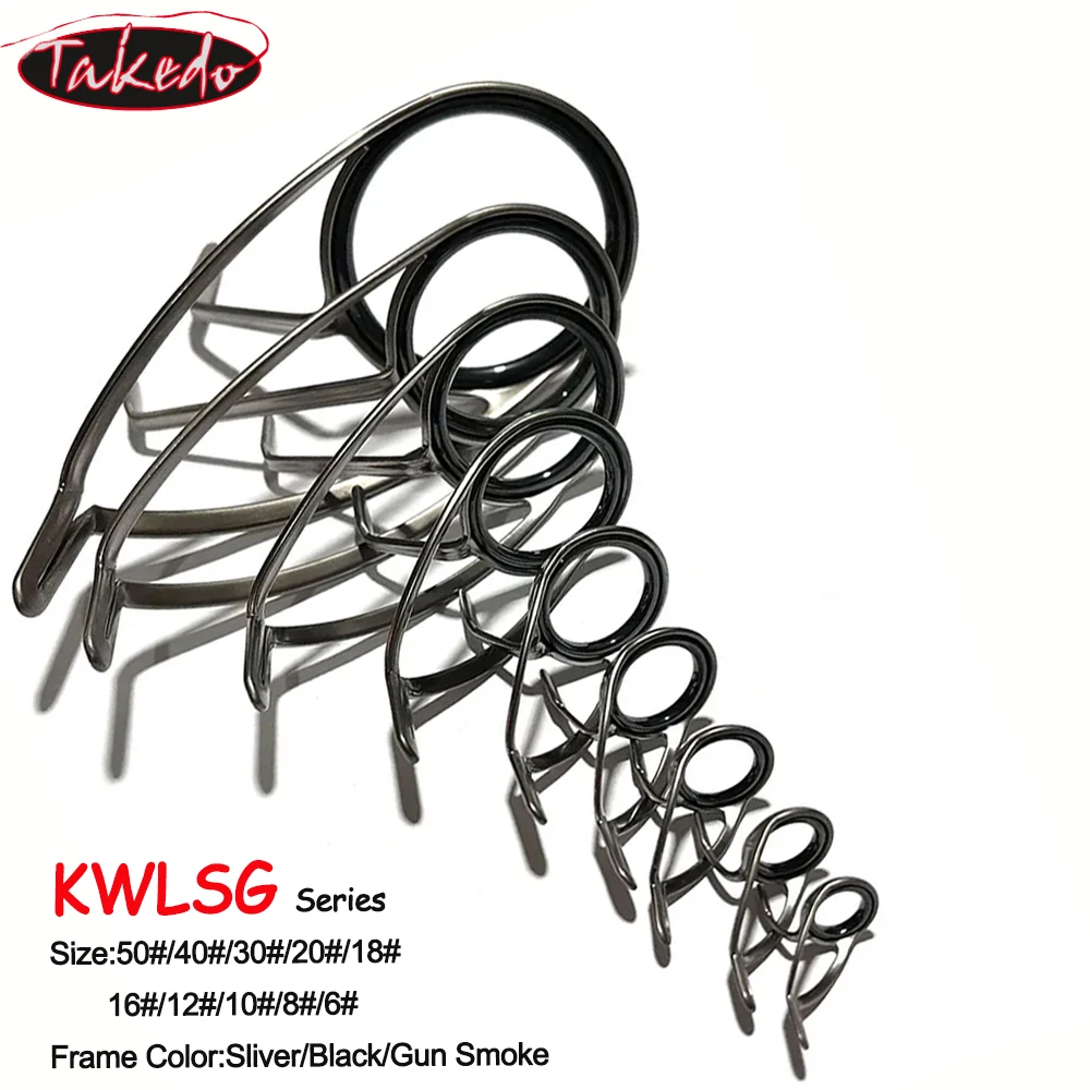 TAKEDO KWLSG Serie 6 #   - 50 #   Anillos guía para caña de pescar giratoria, marco KW, anillo SIC, construcción de caña de carpa para Surf, accesorios para caña DIY
