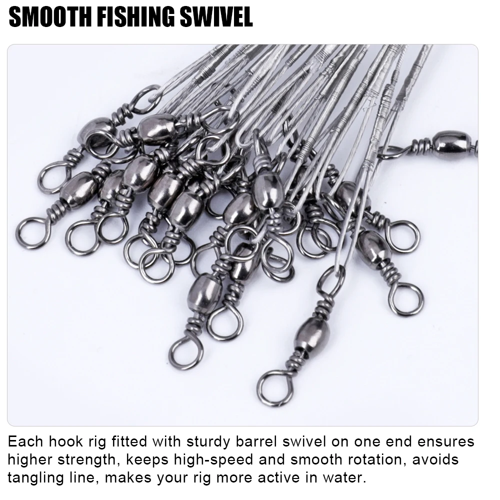 FTK-sedal de pesca de alambre de acero antimordida, correas líderes para pesca con doble gancho, señuelo, accesorios de pesca, Lucio, lubina, 10 Uds., 20cm - imagen 3