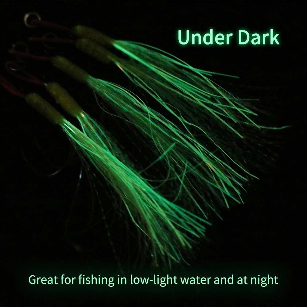 Elllv-anzuelo de pesca jigging de fundición a tierra, único fuerte señuelo, luminoso, 3X, aparejos de pesca de agua salada, 10-15 #, 5 unids/lote por bolsa - imagen 5