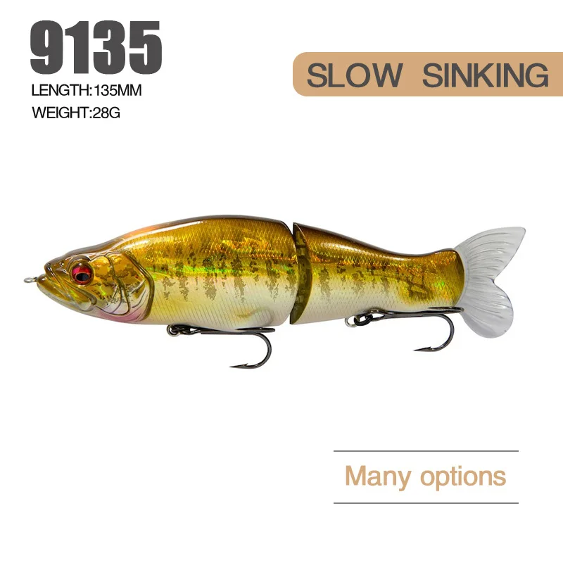 Señuelo de pesca duro de lubina de sección múltiple, ojos 3D, 13,5 cm, 28g, Wobblers, Crankbait, aparejo de pesca, hundimiento lento - imagen 4