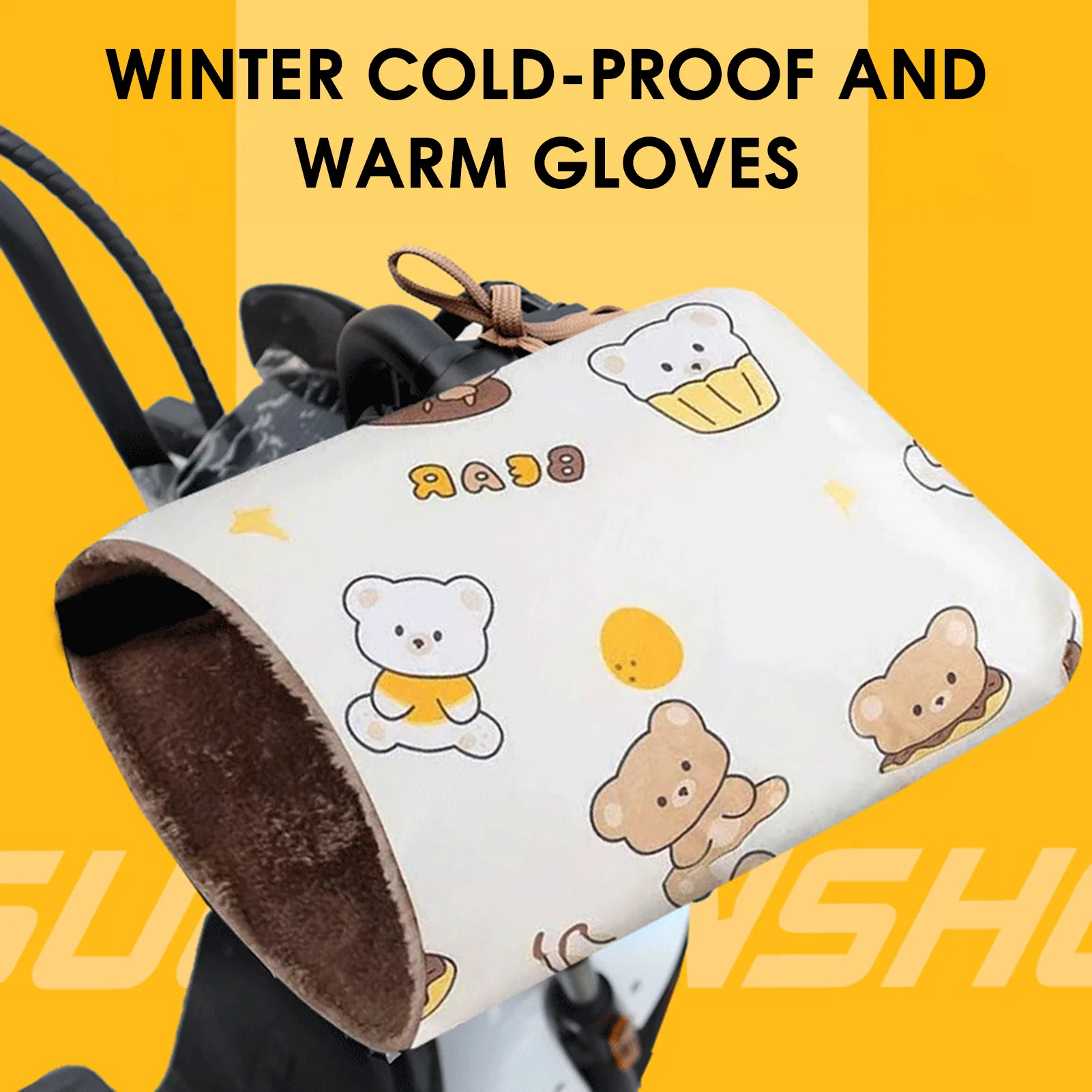 Guantes cálidos para manillar de bicicleta eléctrica, motocicleta, Scooter, manoplas finas de felpa para manillar, guantes cálidos para montar en bicicleta