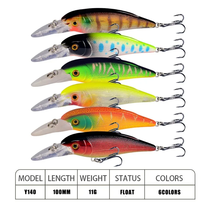 Señuelos de Pesca Minnow, cebo duro, anzuelo Wobbler, señuelo de Lucio, cebos artificiales de plástico, aparejos de pesca Crankbait, 10cm, 11g, 1Pc - imagen 3