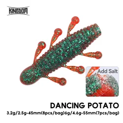 Kingdom 8 Uds señuelo suave 2,5g 3,2g 45mm 4,6g 6g 55mm flotante hundimiento agregar sal cebo suave Artificial gusano para pesca de lubina
