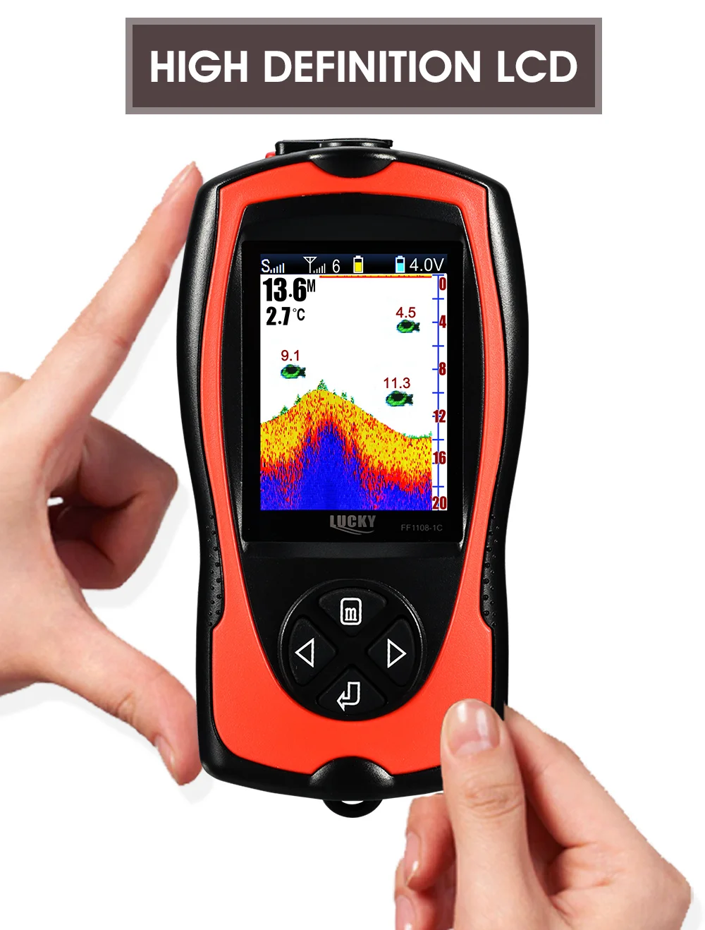 Accesorios incluidos en el paquete del localizador Lucky Sonar