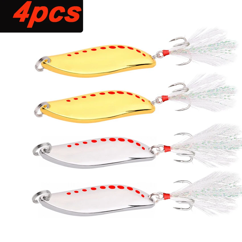 4 Uds 2,5/3,5/5/7/10/15/20/25g Señuelos de Pesca señuelo de Pesca de Metal cuchara cebo duro hundimiento para todas las aguas aparejos de pesca