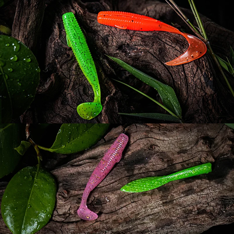 LSP-señuelo de pesca suave de 2-2,5 pulgadas, señuelos de cola de paleta, gusanos para lubina, trucha, carpa - imagen 5