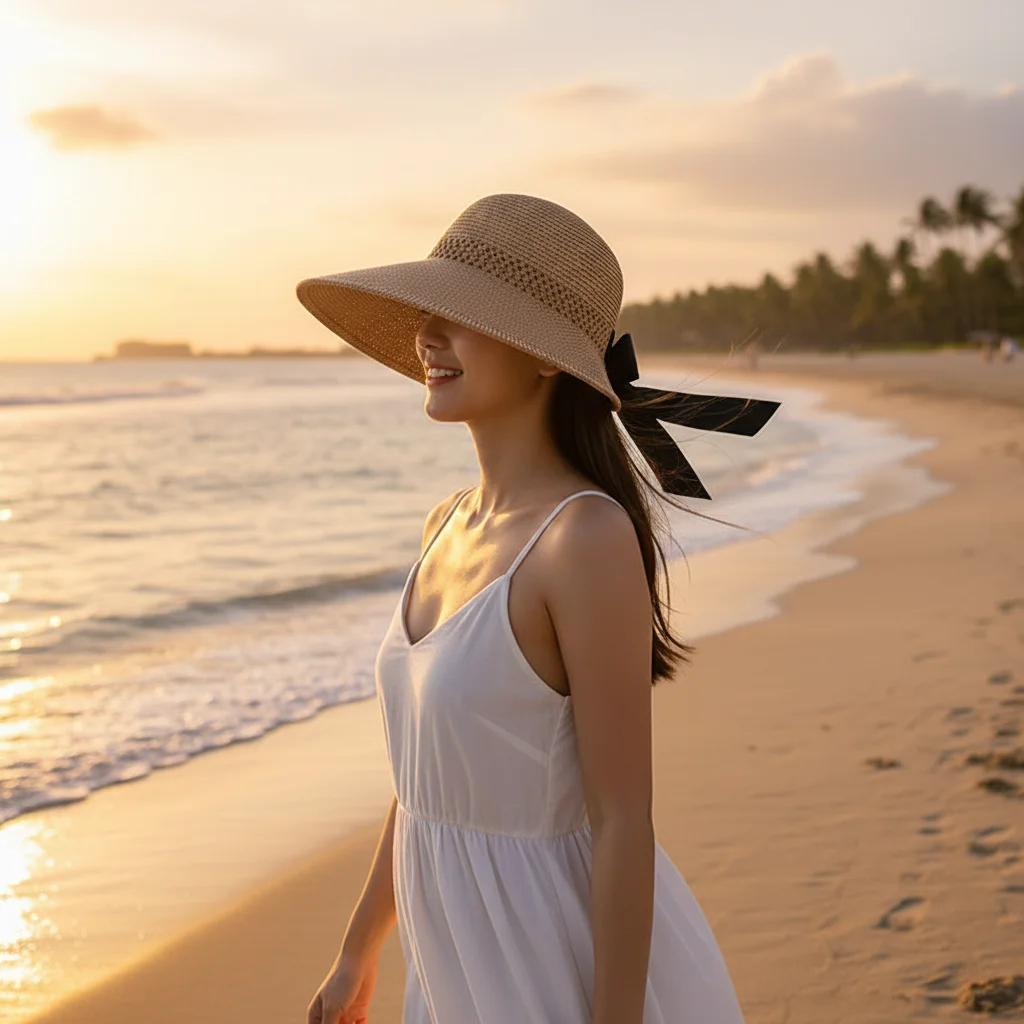 Sombrero pesca mujer protección solar – Ala ancha plegable con lazo - imagen 2