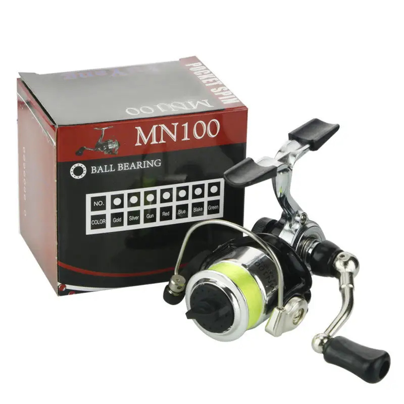 Mini carrete de pesca giratorio MN100, relación de engranaje 4,3: 1, 2 + 1BB, rueda de pesca de 4 colores con 50m 2 #   Línea - imagen 5