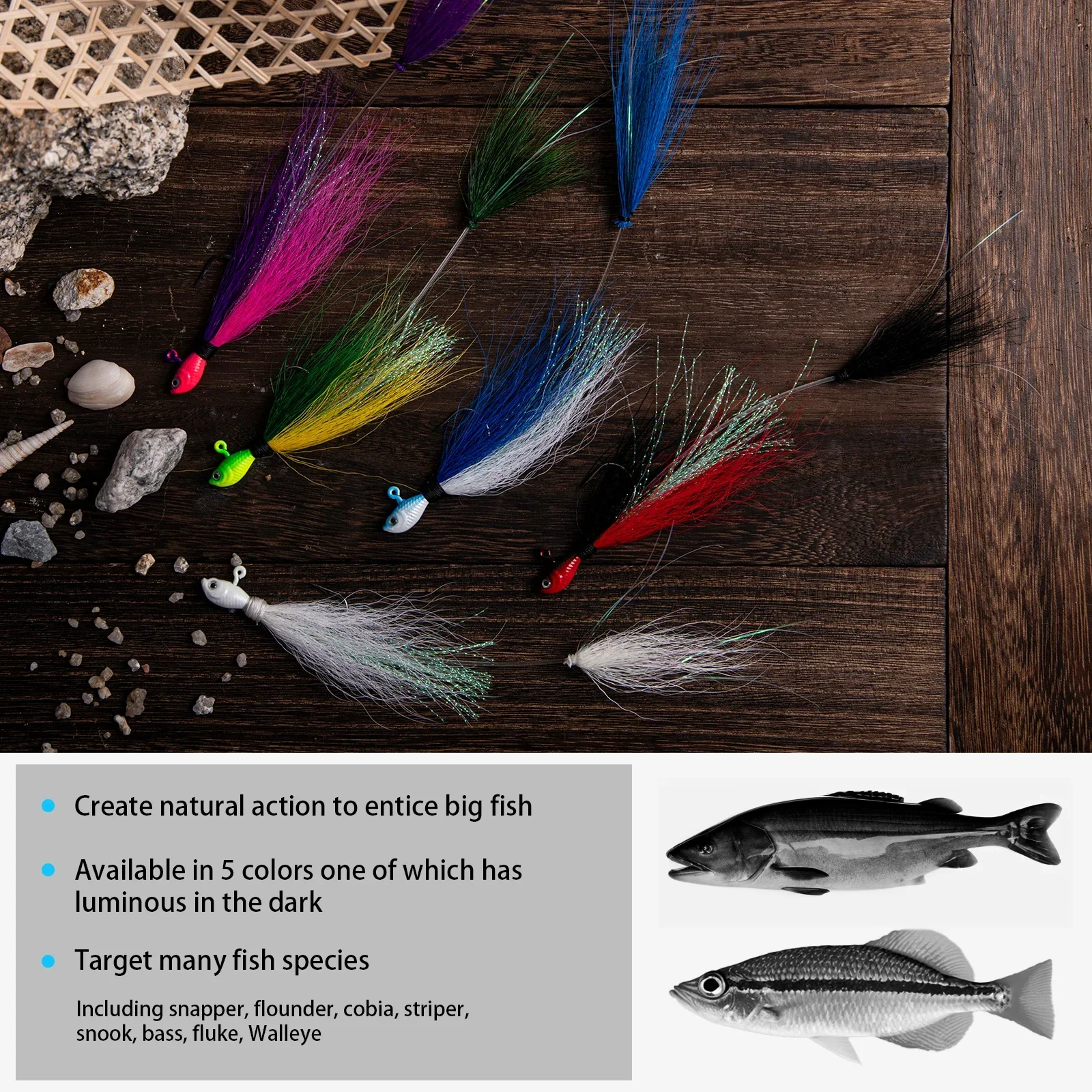 Goture Bucktail Jig Bait 7g 14g 28g 56g plantilla de Metal anzuelo de agua salada señuelo de Jigging lubina accesorios de pesca de agua dulce y salada - imagen 5