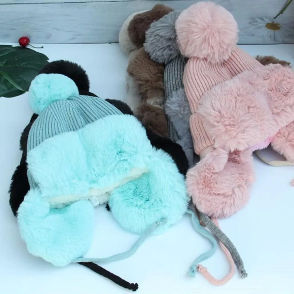 Gorro con orejeras cálido para invierno, gorro de cazador de piel sintética tejido, gorro grueso con protección para los oídos de Color sólido, regalo de invierno al aire libre para mujer - imagen 4