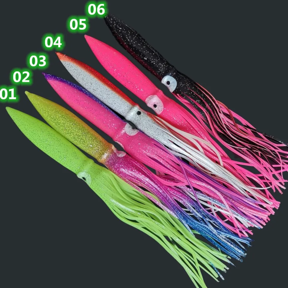 Faldas de pulpo de repuesto para curricán, falda de señuelos de pulpo, señuelo de pesca suave, falda aparejada, juego de pesca de atún Marlin - imagen 4