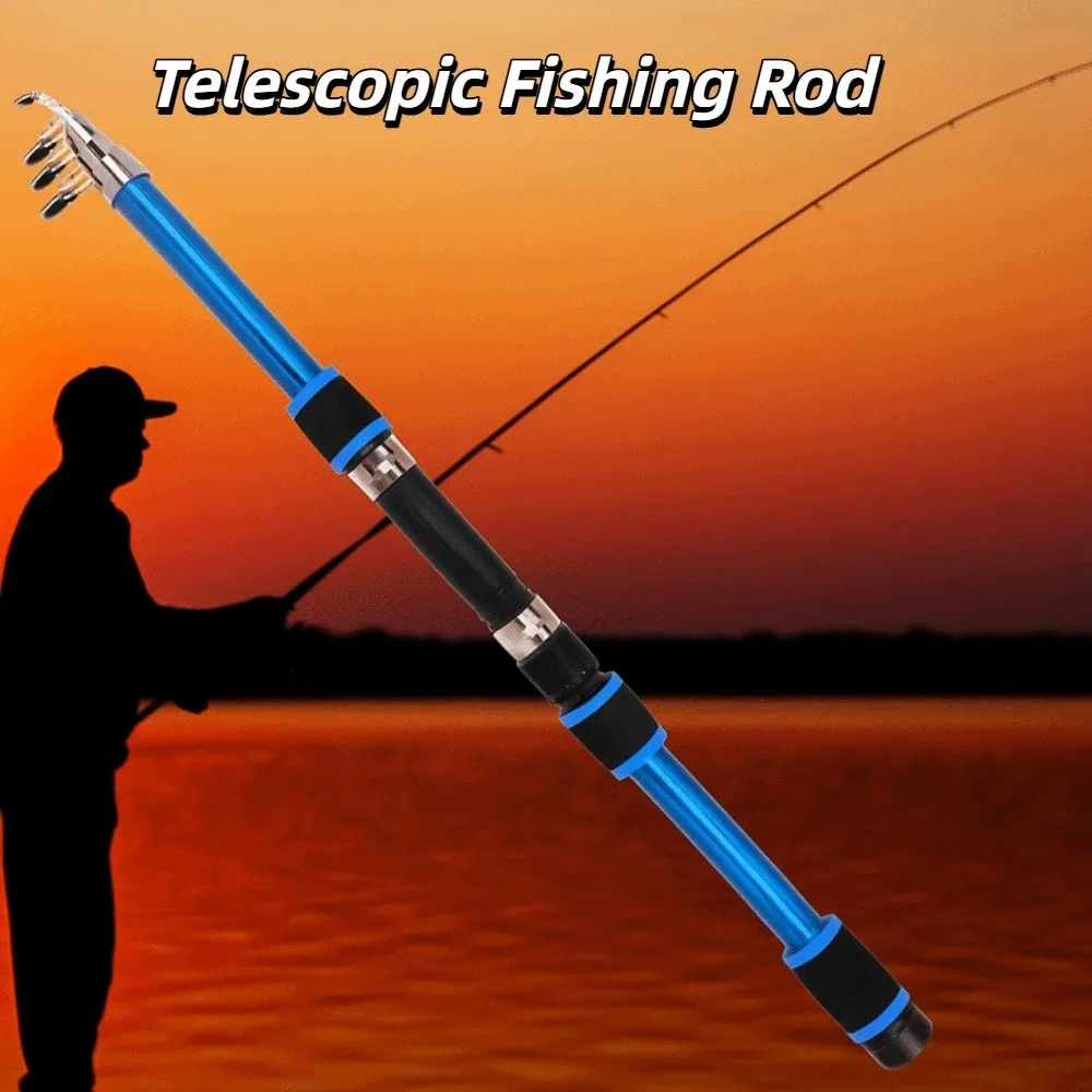 Caña de pescar telescópica portátil, Mini caña de pescar giratoria dura, almacenamiento de 45cm, práctica caña de pescar, aparejos de pesca - imagen 2