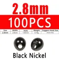 100PCS 2.8mm Black