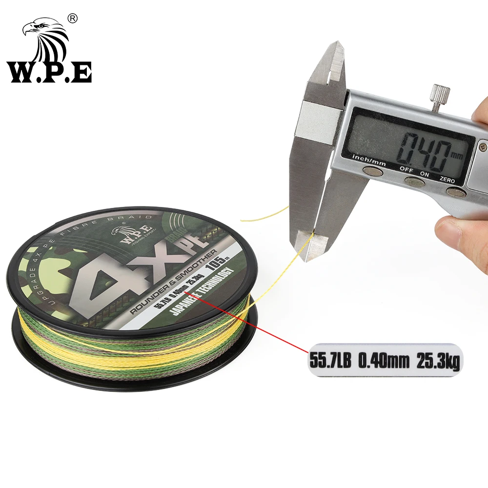 W.P.E-sedal de pesca de 4 hebras, hilo de pesca trenzado de 4 hebras, 105mm-0,18mm, 0,50 kg-10,9 kg, señuelo de lubina, para carpa - imagen 4