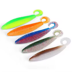 WEIHE5pcs 10cm 5g 5 colores cola enrollada señuelo suave TPE señuelo de pesca suave para agua dulce y agua salada