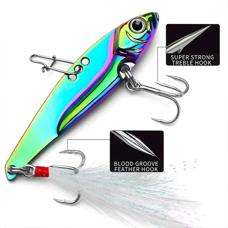 Señuelo de Pesca de hoja Artificial, 1 piezas, VIB, Spinner de hundimiento de Metal, Crankbait, cebo de vibración, Swimbait, aparejos para perca, Lucio - imagen 5