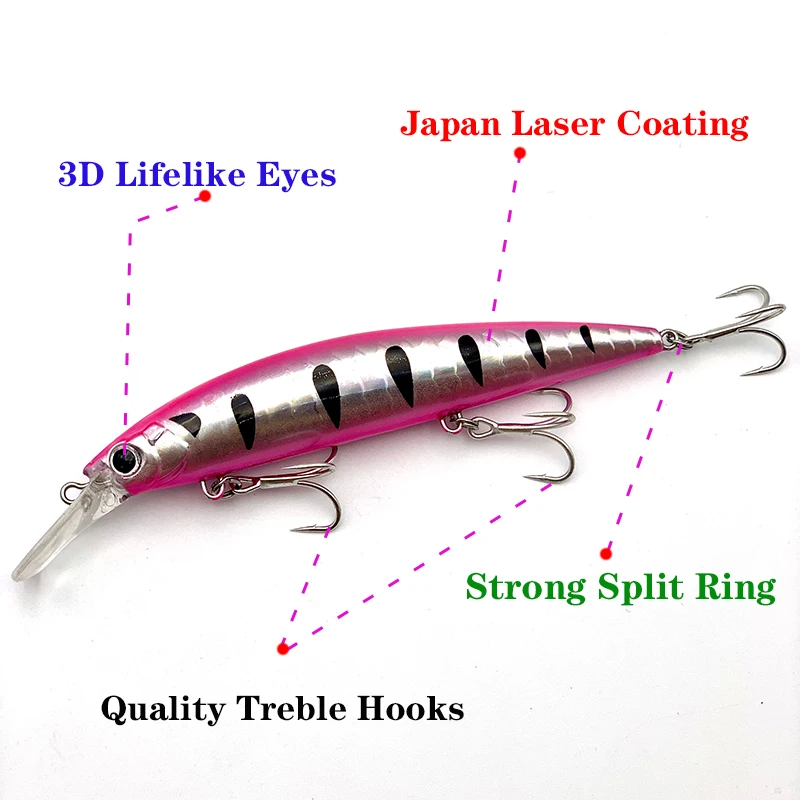 Señuelos de Pesca Testar de 110mm y 36g, cebos de pececillo de hundimiento pesado, Wobblers de fundición larga costera de 110S, Jerkbait láser UV japonés, Pesca de lubina - imagen 4
