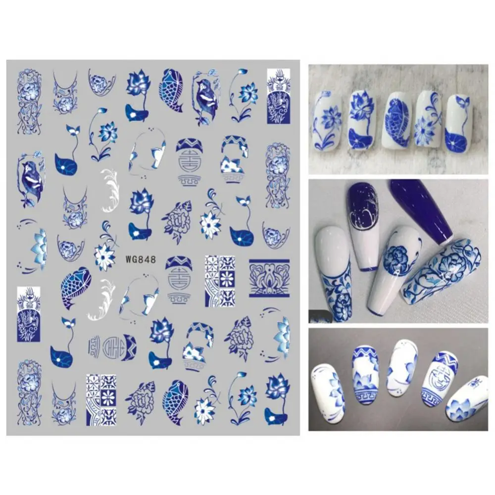 Pegatinas 3D de peces Koi rojos para uñas, calcomanías de tinta de loto de pez dorado de la suerte, diseño de acuarela, deslizadores chinos, decoración de Arte de uñas, manicura - imagen 4