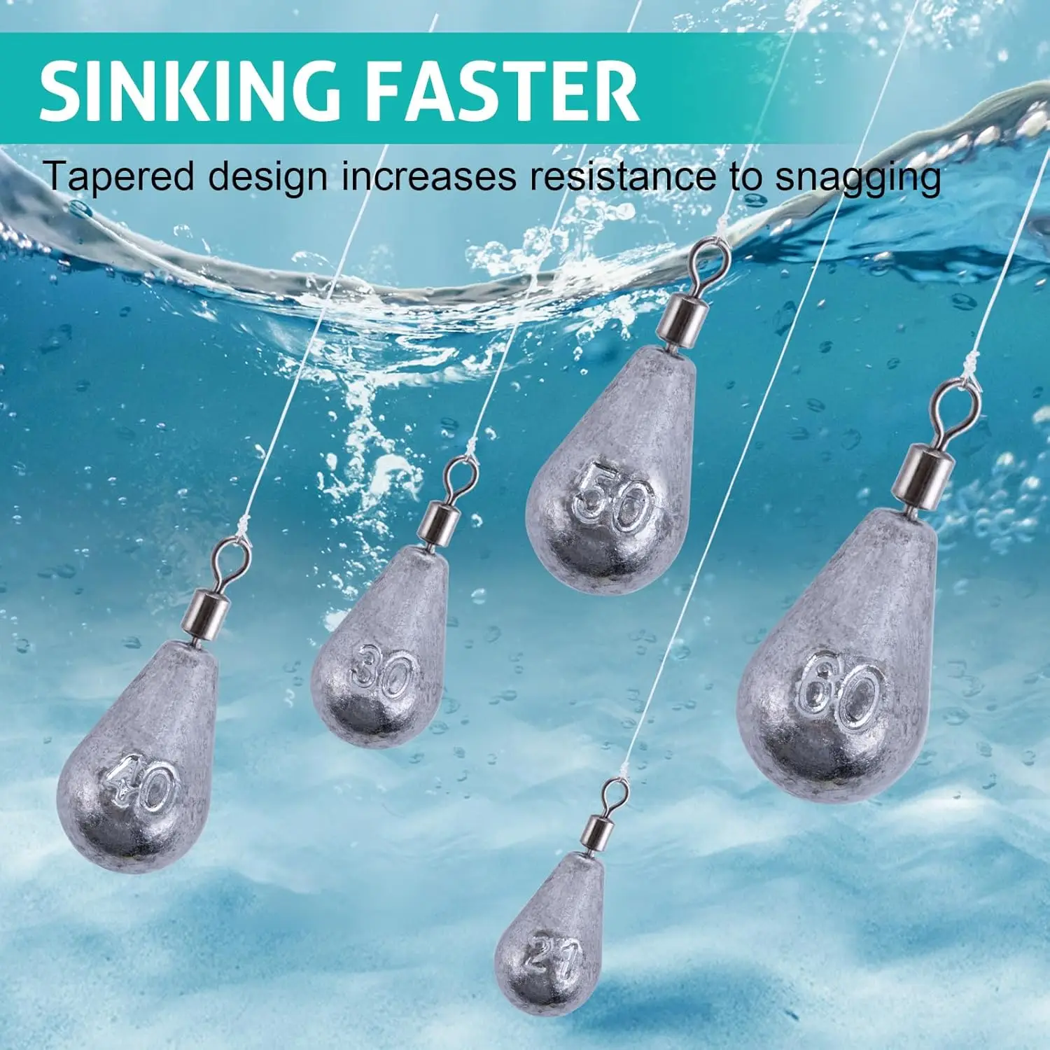 Goture 21g 30g 40g 50g 60g plomo lágrima tiro peso juego de pesas de pesca para agua salada equipo de pesca de agua dulce plomo - imagen 5