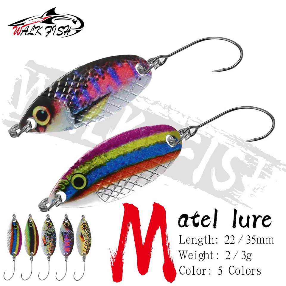 WALK FISH 1 Uds 2g/3g 22mm/35mm señuelo giratorio de Metal flujo de lentejuelas de Metal tira blanca semillas de melón cebo Artificial de Pesca giratorio