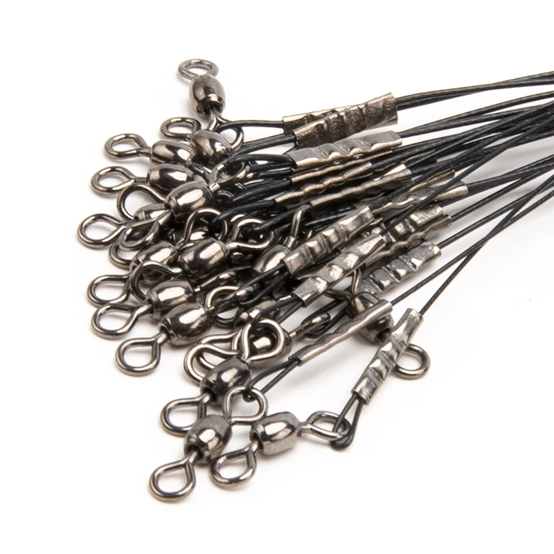 Leydun 20Cm/20 piezas verde negro Anti giro línea trenzada conductor alambre de acero Anti mordida accesorios de equipo de pesca sedal - imagen 5