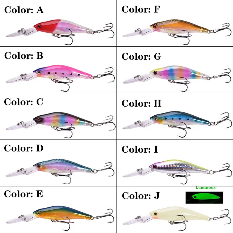 Señuelo de Pesca Minnow, 9,5 cm, 7,5g, Wobbler de plástico luminoso, cebo duro Artificial para Lucio, aparejos de Pesca Crankbait, 1 ud. - imagen 4