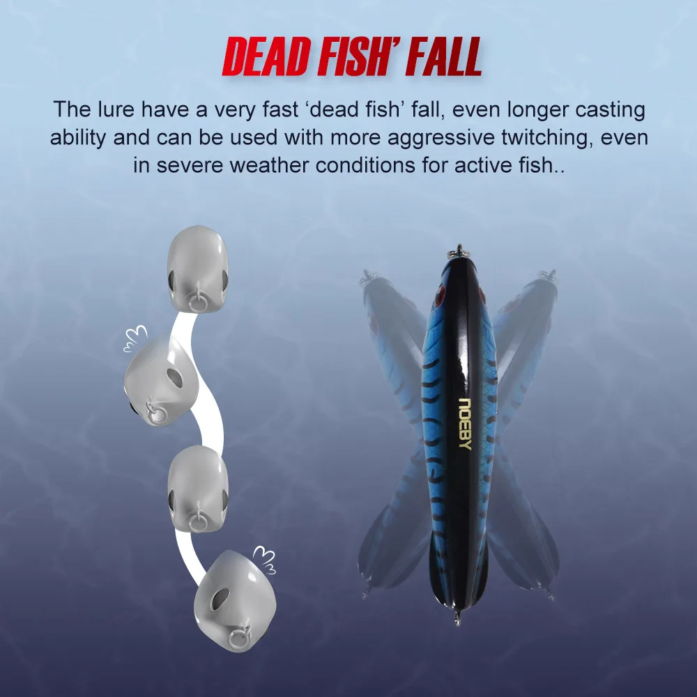 NOEBY 95S Stickbait Wobbler 95mm 25g hundimiento lápiz pesado señuelo de pesca cebo Artificial de agua salada peces muertos Señuelos de pesca de caída - imagen 5