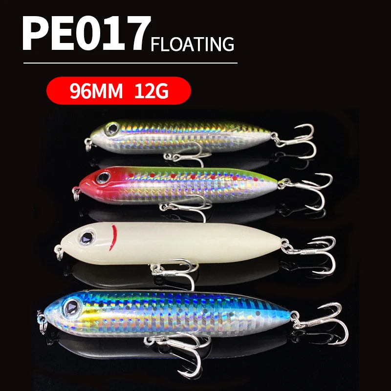 Señuelos de pesca con lápiz de superficie, cebo Artificial flotante de fundición larga, Wobbler para lubina, trucha, accesorios de Swimbait de plástico, 100mm, 10g