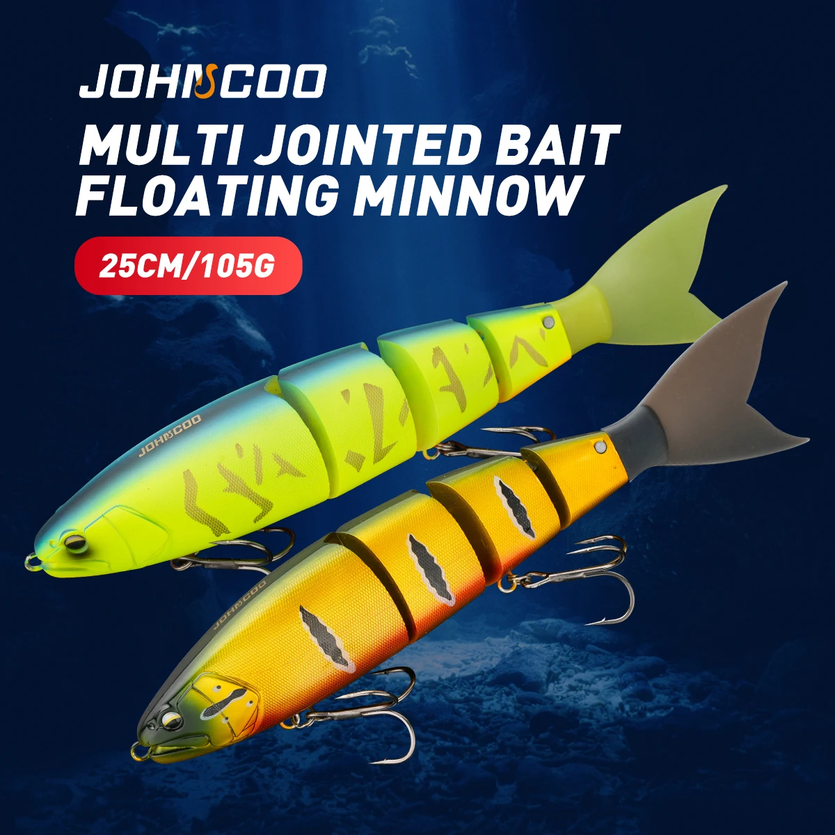 Johncoo 4 secciones señuelo de pesca para natación señuelo de pesca articulado cebo depredadores 25cm 105g señuelo flotante Wobblers - imagen 3