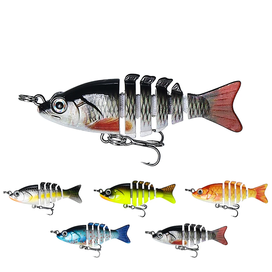 ANMUKA señuelo de cebo articulado de imitación, de pescado pequeño señuelo, duro, natación, flexible, Escala de pescado Real, color, anzuelo triple, pesca