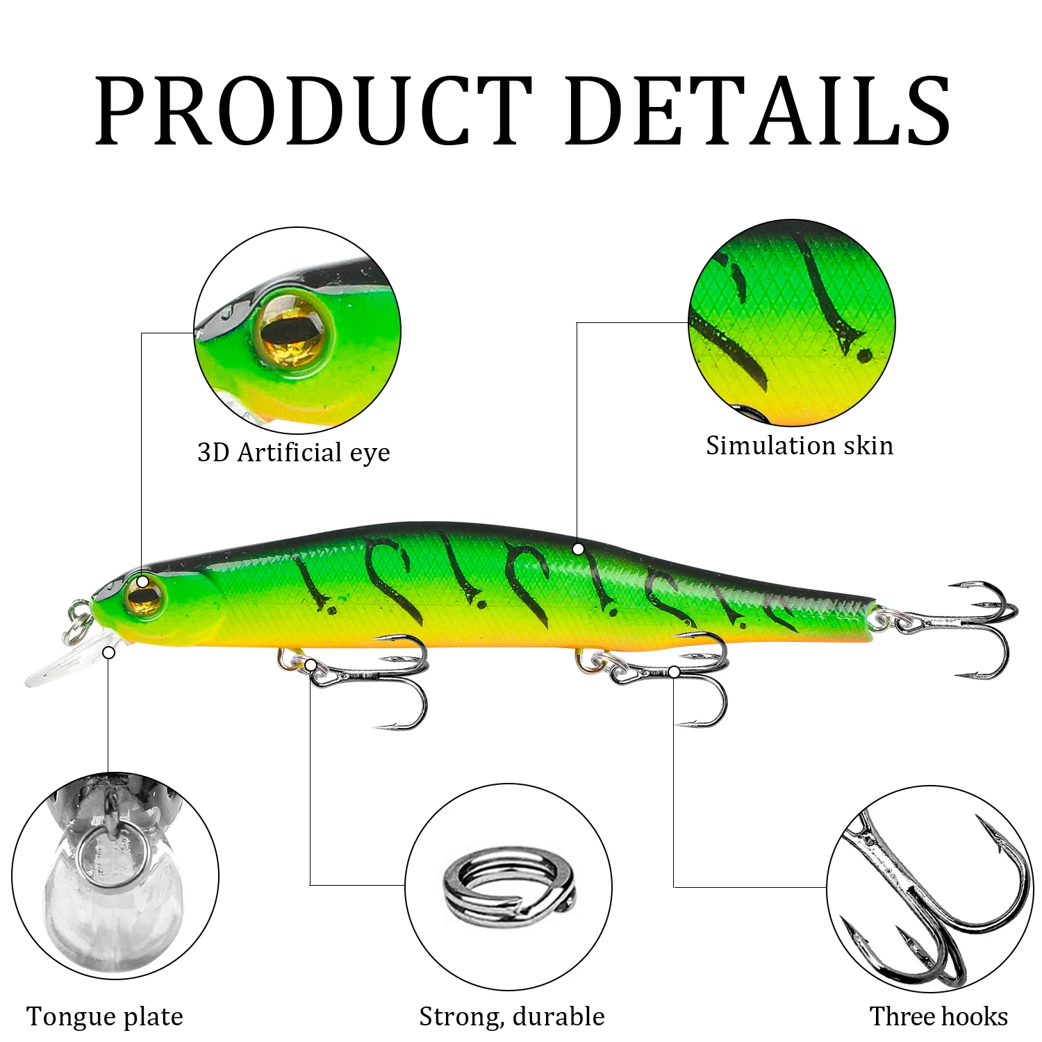 1 Uds. Señuelos de Pesca flotantes de pececillo Wobblers 12,5 cm 17,5g Crankbait cebo duro de plástico Artificial Lucio Jerkbait aparejos de Pesca - imagen 3