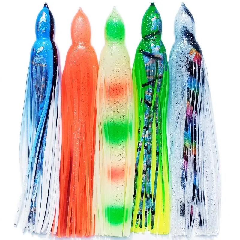 Faldas de pulpo de repuesto para señuelos de pesca, falda de pulpo, señuelo de pesca suave, falda aparejada, Marlin, atún, Pakula, juego de pesca, 10 Uds. - imagen 2
