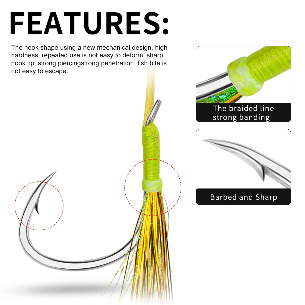 PROBEROS Anzuelos de pesca de acero con alto contenido de carbono Tratamiento de superficie antioxidante - imagen 3