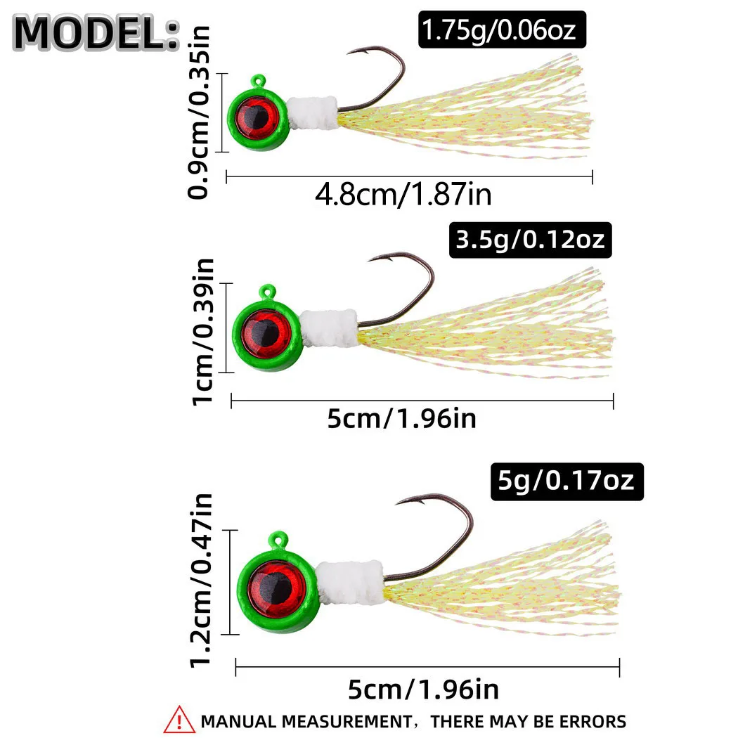 25 uds pesca tipo de pez Jig Head Marabú pluma Jig Head gancho señuelo bola redonda para lubina trucha Walleye Panfish Bluegill 1,75g-5g - imagen 4