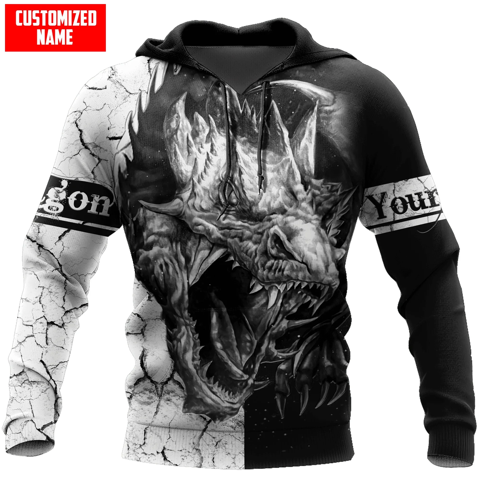 Sudadera 3D dragón tatuaje KJ984 – Cremallera completa unisex personalizada