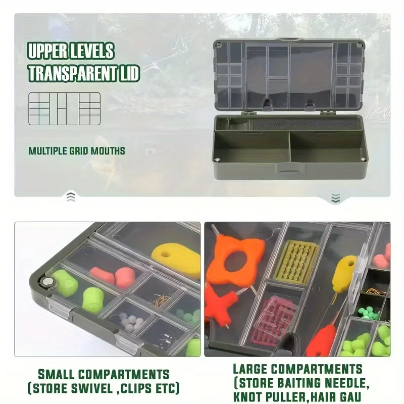 Caja de pesca de carpa, caja de equipo de pesca multiusos portátil, compartimentos, caja de pesca, equipo de pesca A725 - imagen 5