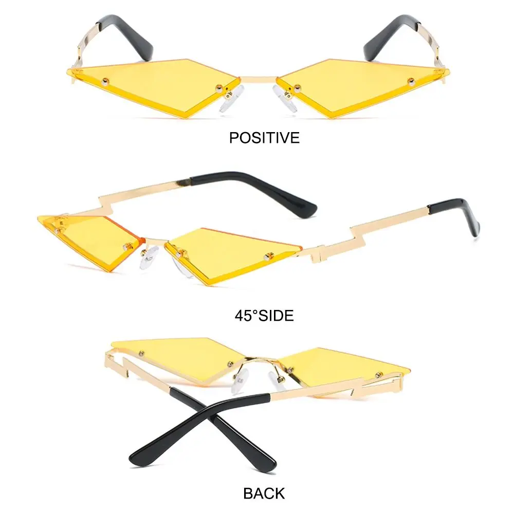 Gafas de sol sin montura poligonales UV400 – Pastilla con marco metal - imagen 2