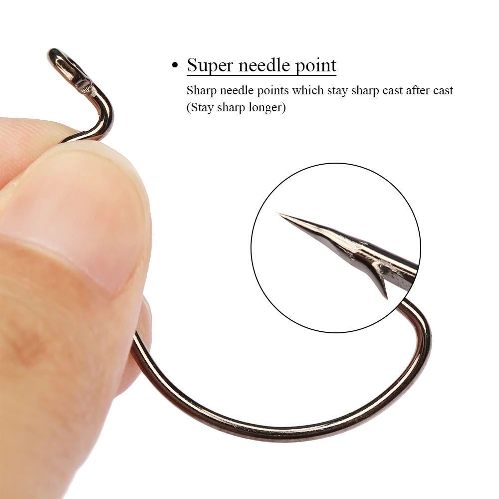 Goture 50 unids/set Kit de ganchos de gusano de varios tamaños- # 2 a # Anzuelos de pesca de espacio ancho con púas 3/0 + caja de aparejos impermeable, para todos los pescadores - imagen 5