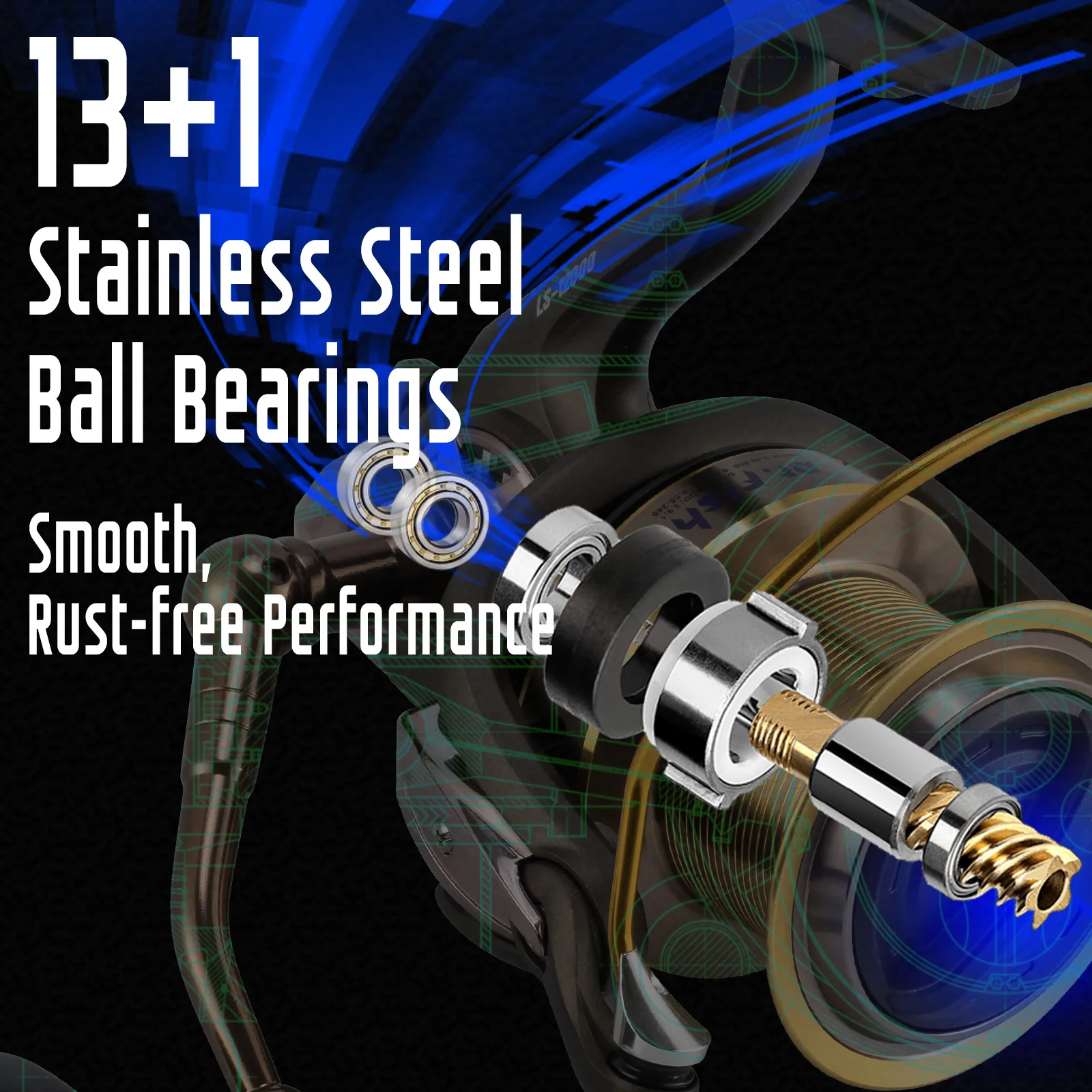 Carrete de pesca giratorio 13 + 1BB, arrastre máximo de 48lb, pesca de Surf de agua salada, fundición larga, Ultra alta capacidad, carrete de juego grande en alta mar - imagen 5