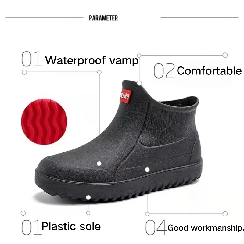 Gotre-Botas de lluvia de pesca populares al aire libre para hombres y mujeres, zapatos de agua de goma antideslizantes, impermeables y duraderos - imagen 5