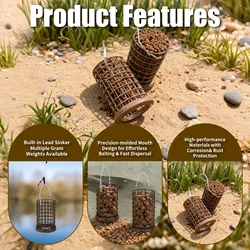 Alimentador de jaula de cebo de pesca de plomo, bandejas de almacenamiento de aparejos de metal marrón – Dispositivo de anidación de estilo europeo para pesca en depósito – Multipac