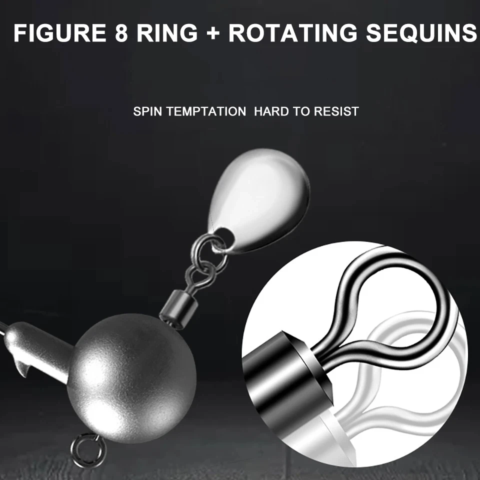 WALK FISH 5 unids/lote 2,3-8,3g anzuelo con cabeza de anzuelo de plomo con cuchara giratoria de Metal lentejuelas ruido suave señuelo gusanos accesorios de aparejos de pesca - imagen 3