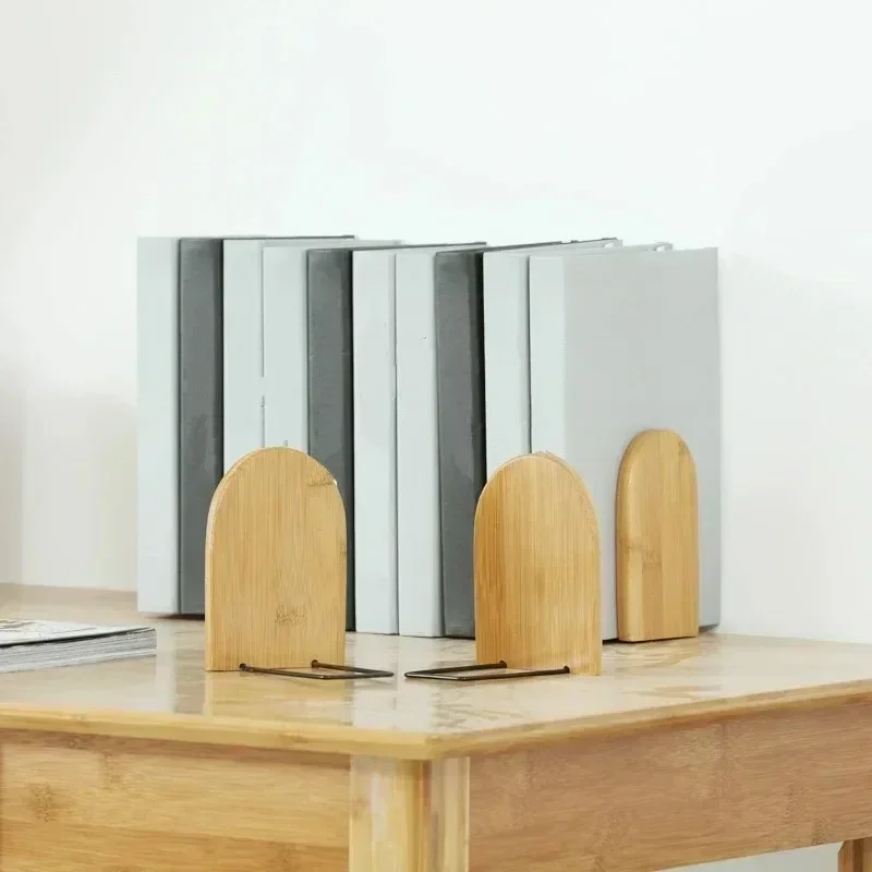 Nuevo estante de extremo de libro de hierro y madera de estilo Simple, soporte para sujetalibros de escritorio, suministros escolares de oficina, accesorio de papelería, sujetalibros para libros - imagen 4