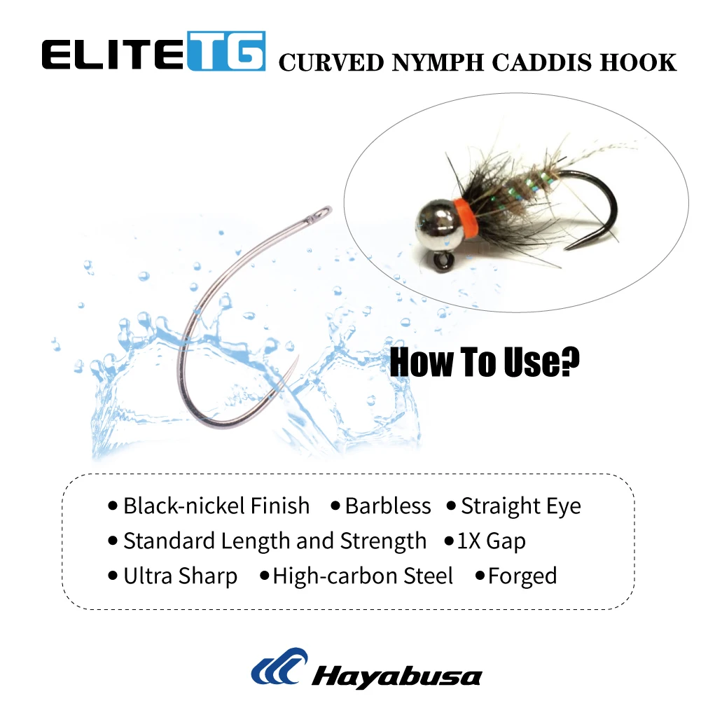 Elite TG 100PC anzuelos para atar moscas, pesca con mosca, anzuelo sin púas de alto carbono, plantilla ancha para espiga, anzuelos para moscas Caddis húmedos y secos, señuelo para trucha - imagen 5