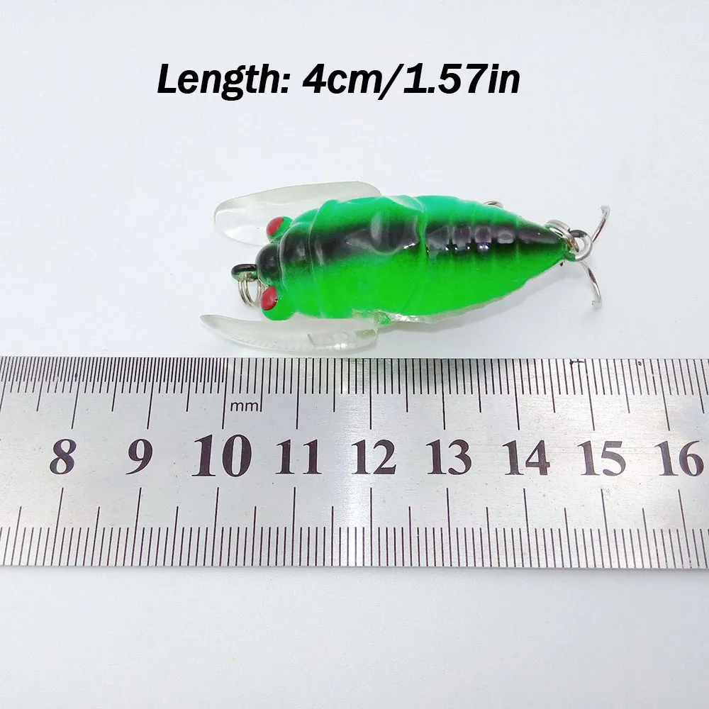 Señuelos de Pesca Popper de 2 piezas, 4cm, 6g, señuelo duro, simulación de Cicada Wing, insecto biónico, Topwater, Wobbler, cebo Artificial, Crankbaits - imagen 5