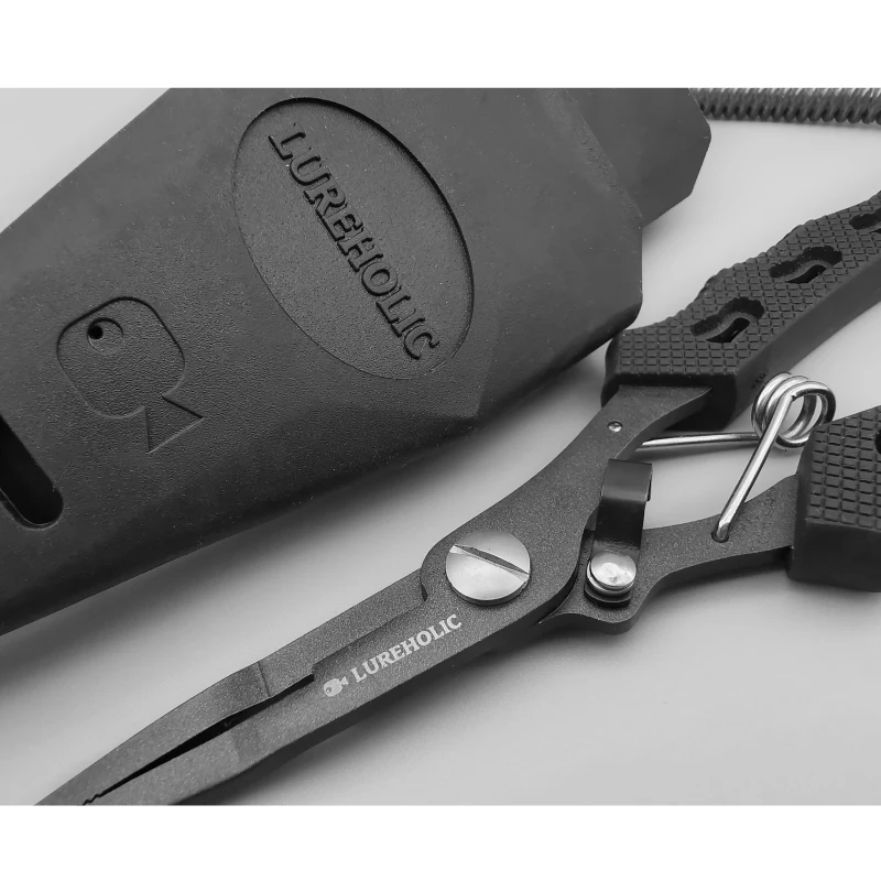 Lureholic Alicates de pesca con señuelo recubiertos de PTFE de 7 pulgadas, 18 cm/72 g, quitar el anzuelo, línea trenzada cortada, con funda y cordón de goma suave - imagen 4