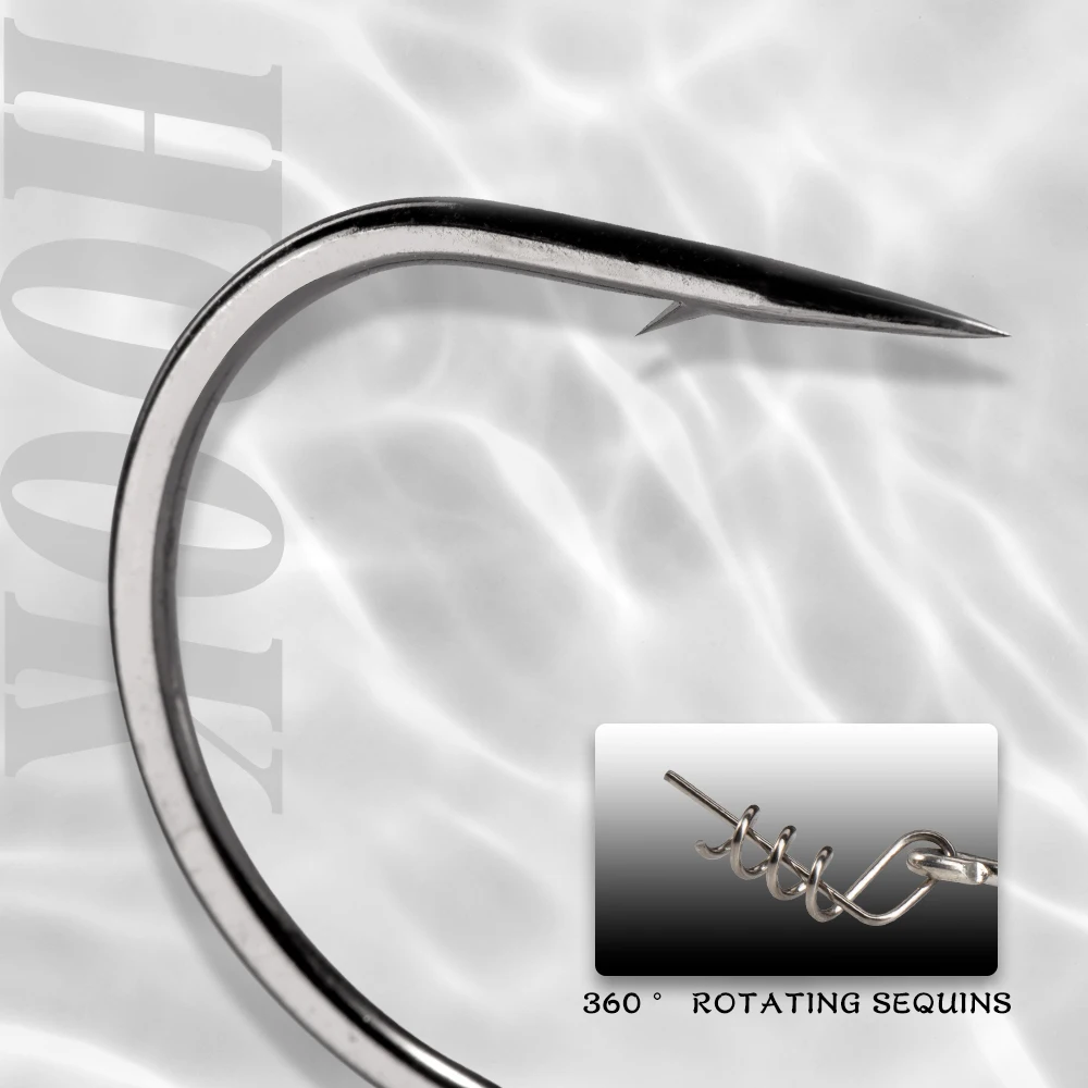 Hunthouse-tornillo de pesca con cabeza de serpiente, anzuelo de Metal, 4g, 6g, 8g, almizclado para señuelo suave, sábalo giratorio, Lucio de agua salada, aparejos de pesca - imagen 4